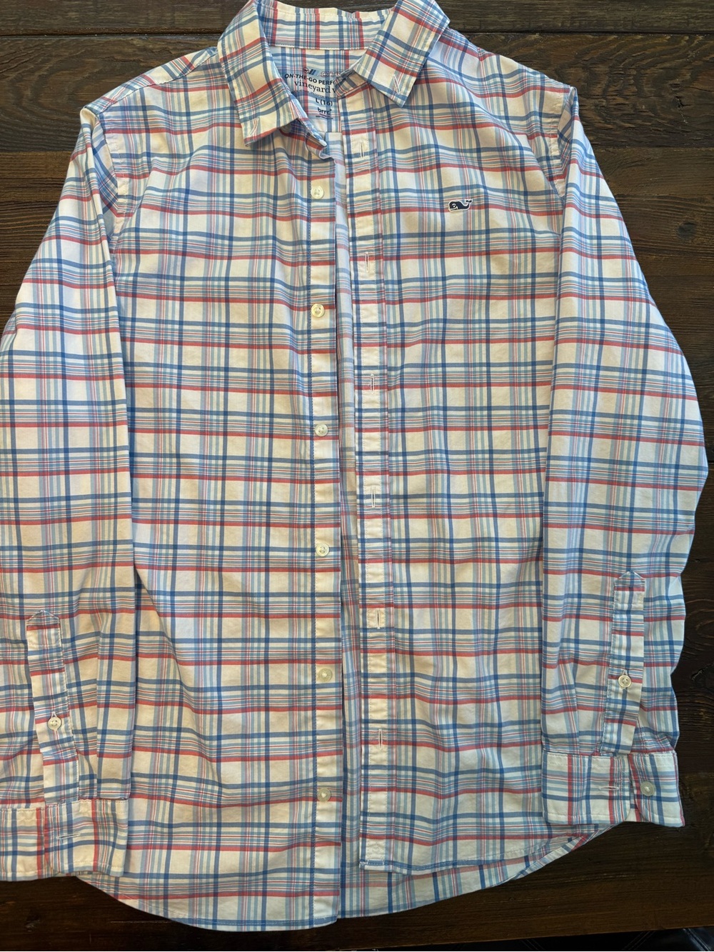 Vineyard Vines Plaid Button-Down Shirt in Blue, Red & White